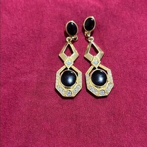 Avon Gold and Black Asymmetrical Earrings